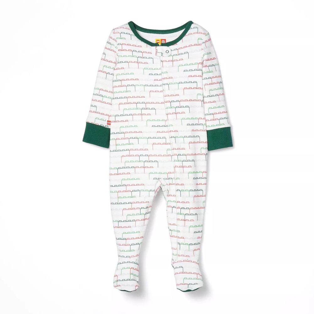 LEGO Baby Stacked Brick Pattern One Piece Pajama Bodysuit Romper 0-3M